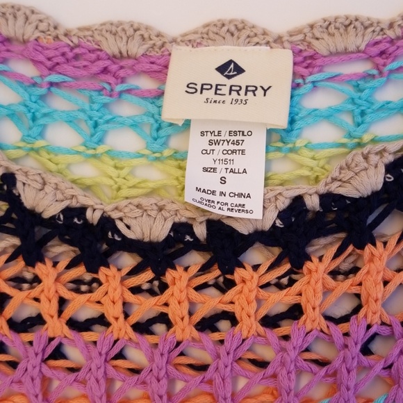 Sperry women's multi colored open knit crochet sweater size S - Picture 2 of 5